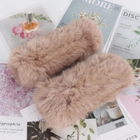 New Brand Women Real Natural Rabbit Fur Mittens Winter Warm Fluffy Lady Real Rabbit Fur Gloves Knitted Good Elastic Fur Glove