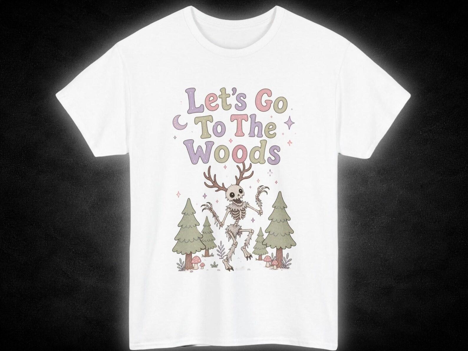 Let s Go To The Woods T-Shirt | Dancing Wendigo Forest Design 3XL