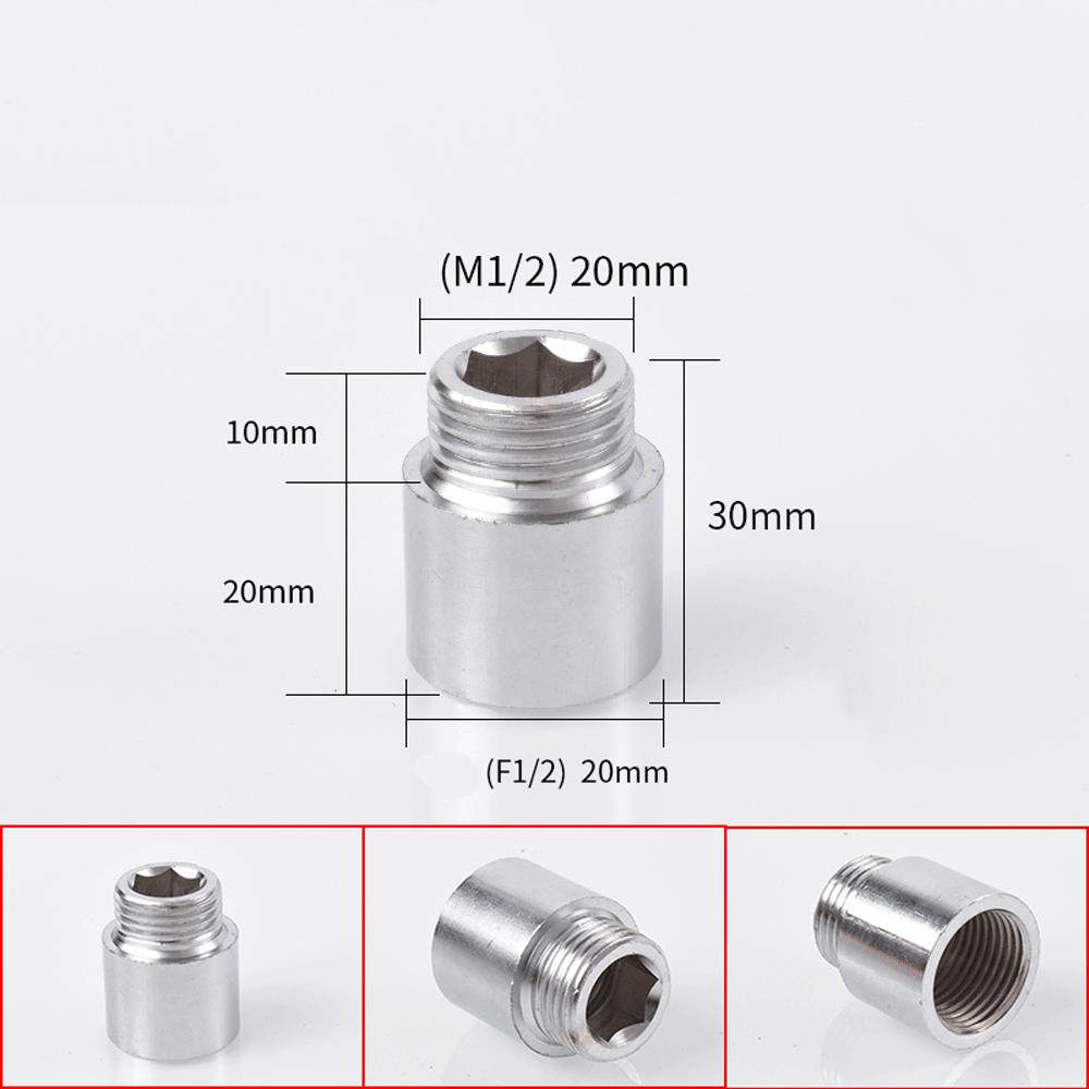 Brass 1/2 " Female To Male Stainless Steel Thickened Extension Joint Lengthened Hexagonal Extension Direct Chrome Plating Brass