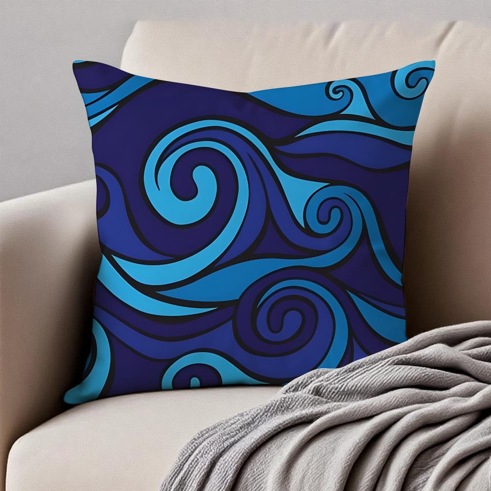 Elegant Chinese Traditiona Wave Cliff Pattern Cushion Cover Pillowcase Antidustmite Invisible Zipper Short Plush Sofa Cushion