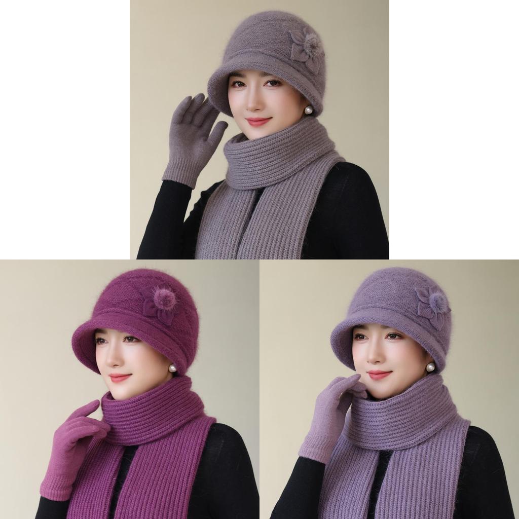 Knitted Elderly Hat With Double Layer Warmth For Seniors Winter Use