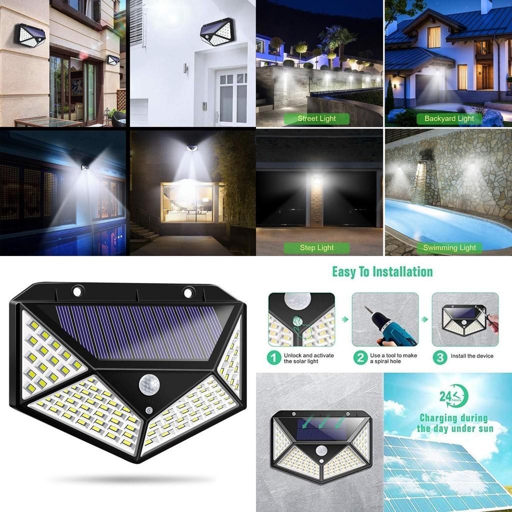 Langlebige und wasserdichte 100 LED Solarleuchten Gartenwandleuchte mit intelligentem Bewegungssensor