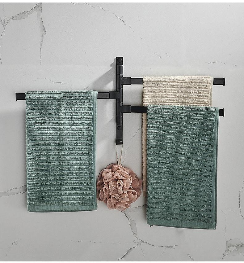 Bathroom Rotating Towel Bar Wall Mounted Non Perforated Iron Towel Storage Rack For Household Bathroom Storage Products