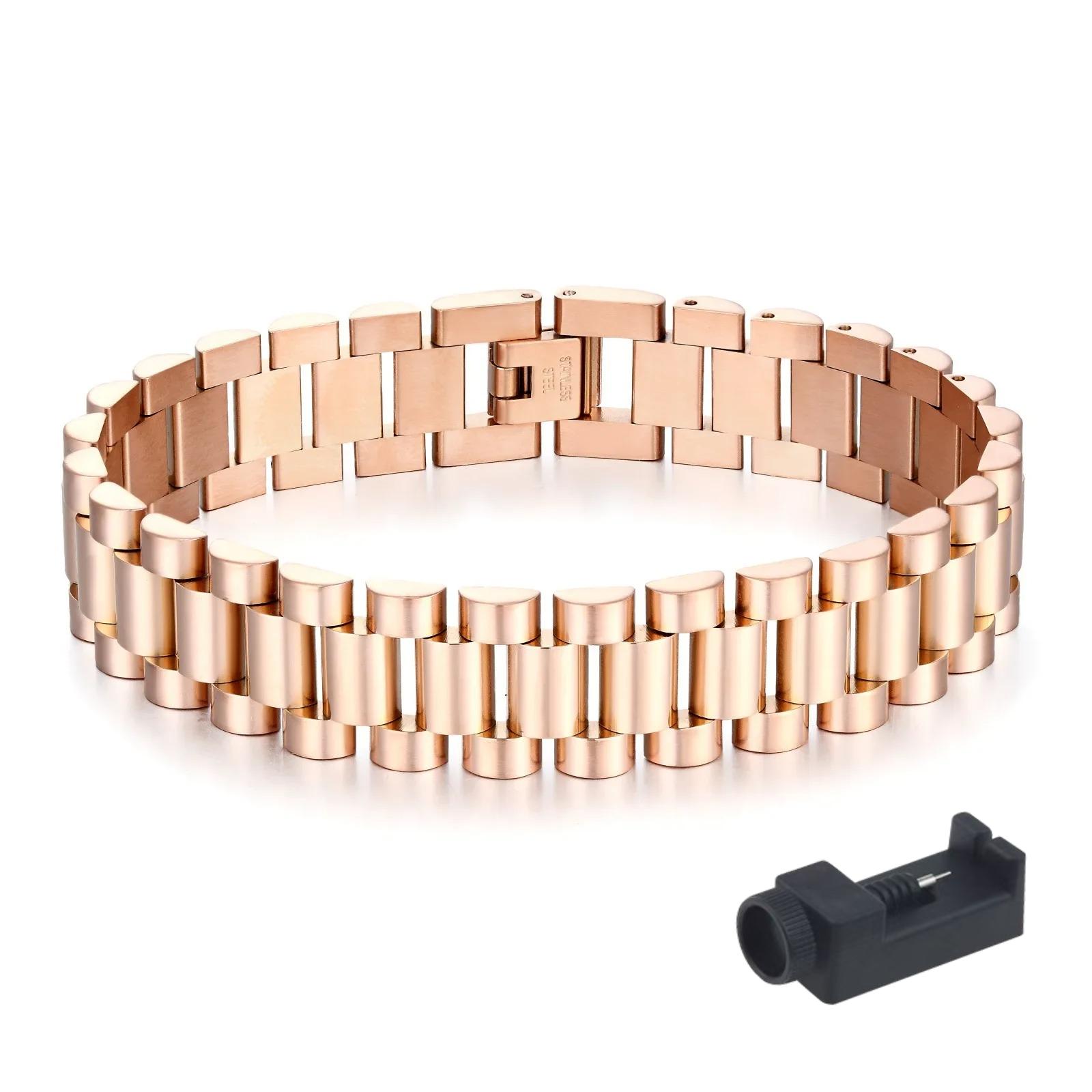 

Stainless Steel Adjustable Bracelet Chain Luxurious Men s Bracelet Attached Adjustment Tools A Gift for My Father 12MM&20CM
