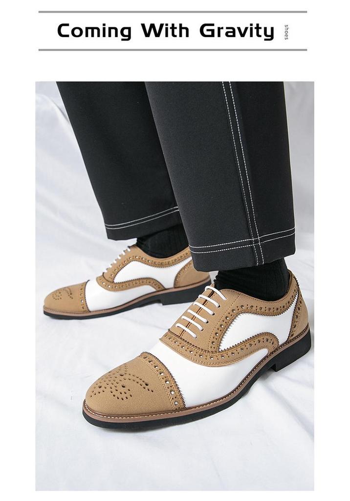 Men's Large Size Retro Brogue Leather Shoes - Autumn British Style