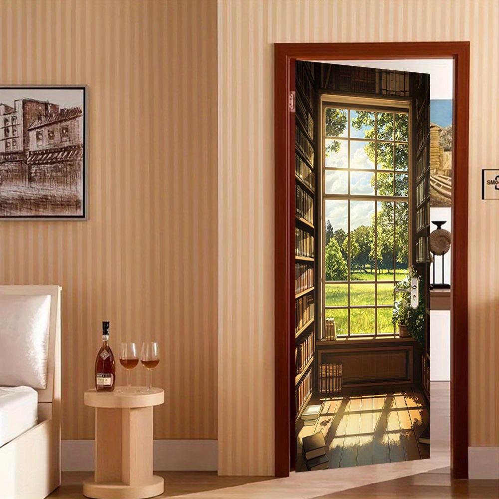 1 Pair of Self-adhesive Library Wall Stickers, Contemporary Paper Wall Art for Hallways, Porches, Living Rooms, Bedrooms, Office