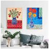 Griechischer Blumenstrauß Pflanzen Granatapfelblüte Dahlie Vase Boho Botanisches Poster Leinwandmalerei Wandkunst Bilder Heimdekor Geschenk