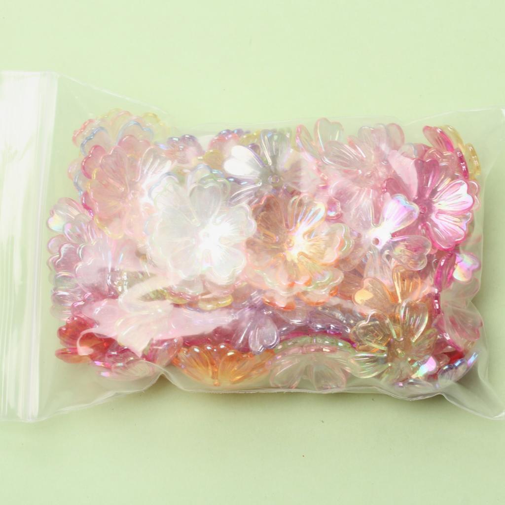 100Pcs 26.5mm Flower Beads Necklace Pendant Acrylic Jewelry Making DIY Beads