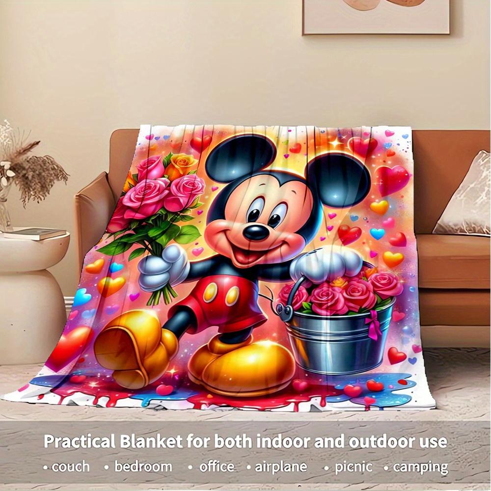 1pc Pieces flannel Mickey floral pattern bed blanket, Valentine's Day gift, home decoration, soft and comfortable