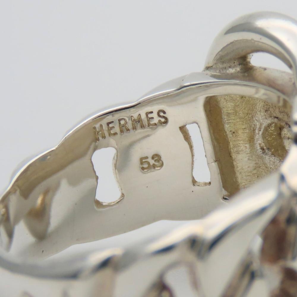 Used HERMES Ring Diane EU#52 53 Silver925 6.5g Silver belt