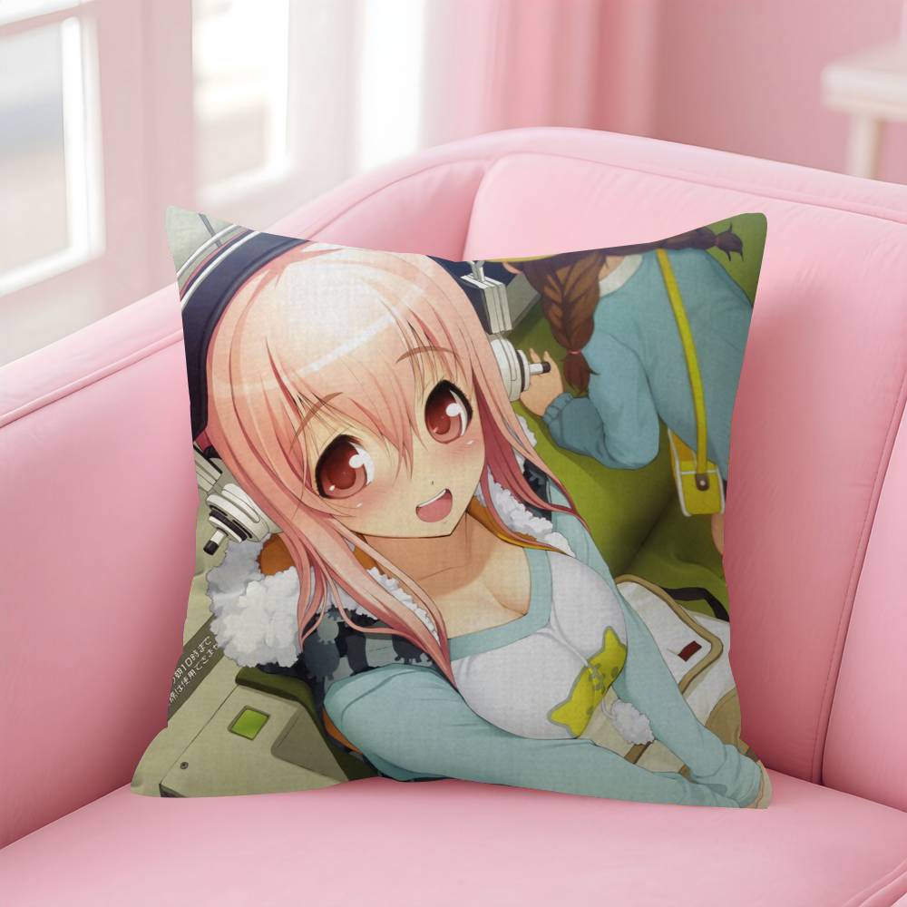 Beautiful Super S-Sonico Anime Personalized Pillow Dust Cover Bedroom Kids Party Decoration Pillowcase Birthday Children Gift