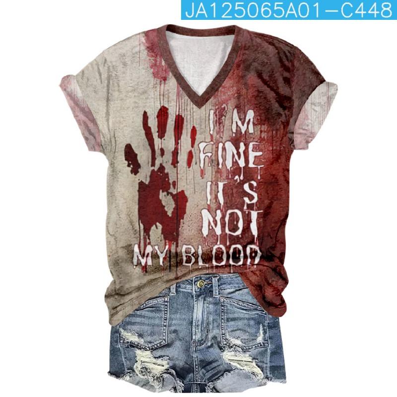 I'm OK It's Not My Blood Sarcastic Halloween T-Shirt Streetwear Women 3D T-shirts