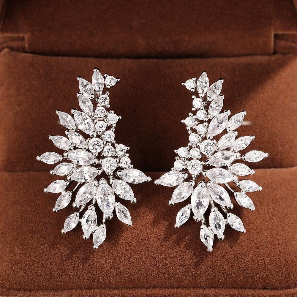 Female Wedding Party Zirconia Stud Earrings Gorgeous Ear Piercing Accessories  For Women Gift