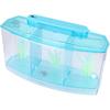 Three Areas Small Aquarium, Transparent Fish Tank, Desktop with Water Change Valve with LED Light for Betta Small Fishes(Blue)
