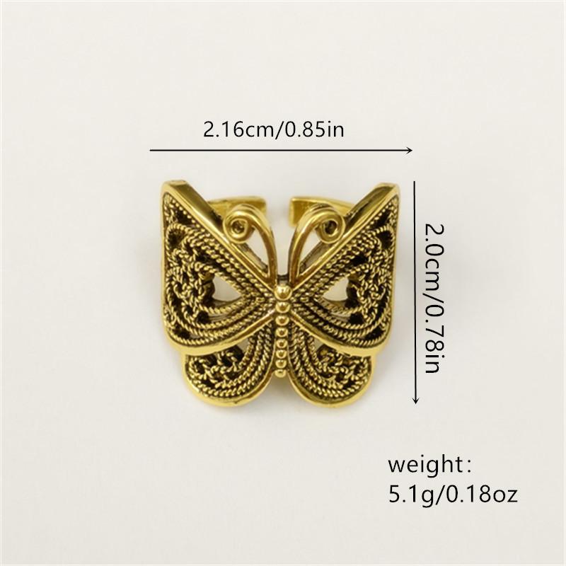 Versatile Vintage Hollow Out Butterfly Ring, Fashionable Ring Accessories, Exquisite Temperament Women'S Ring