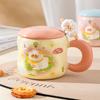 Creative Cartoon Ceramic Cup With Lid Home Office Couple Water Cup Gift Box High Value Gift Style