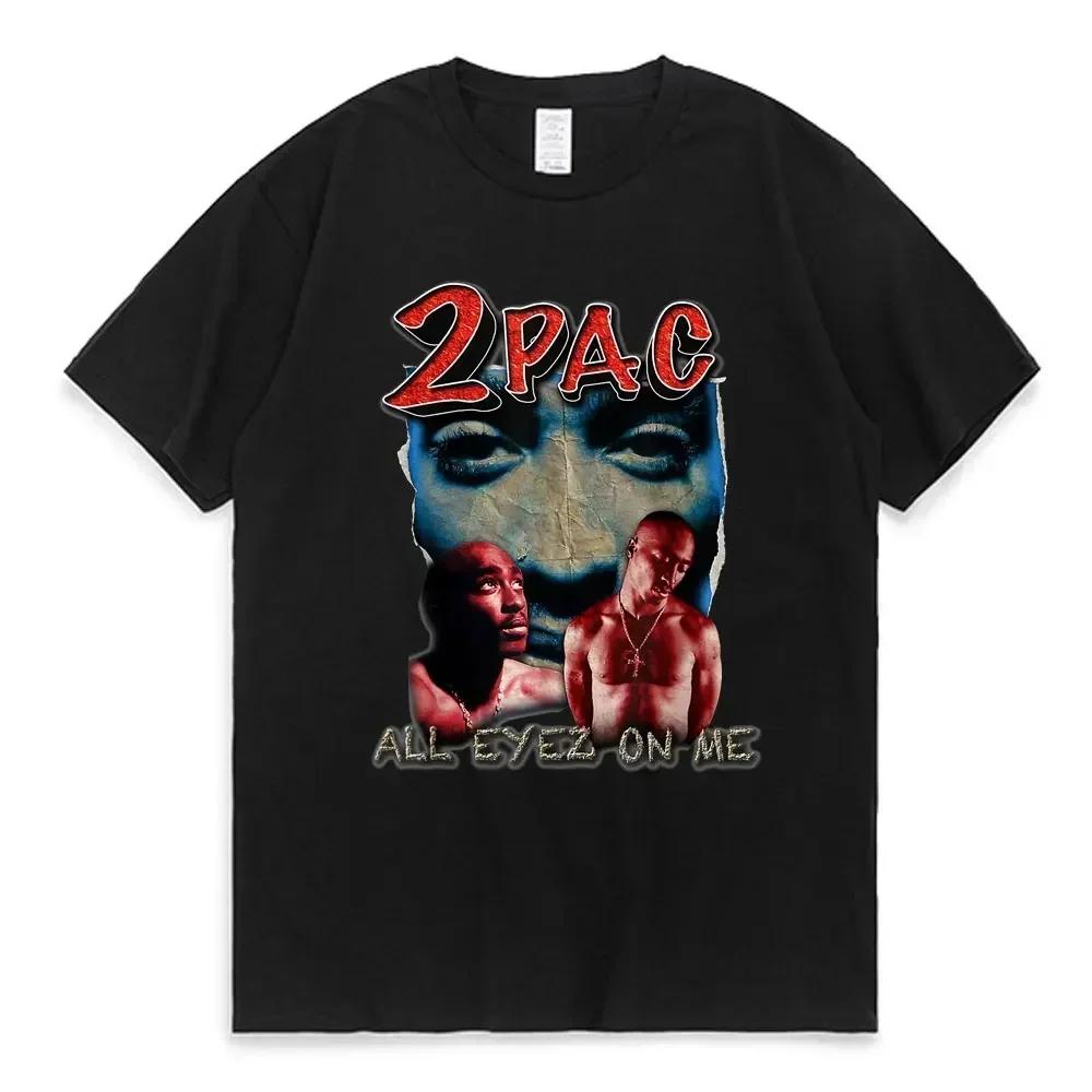 Women T-shirt Rapper Tupac Top Hip Hop Street Pattern T-shirt High Street Extra Large Short Sleeve T-shirt Men's Cotton T-shirt