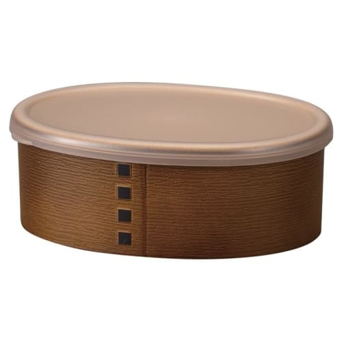 Mitani Yamanaka Lacquerware (Mitani) Wappa Storage Container, Oval, 230ml, Brown, M18182-1