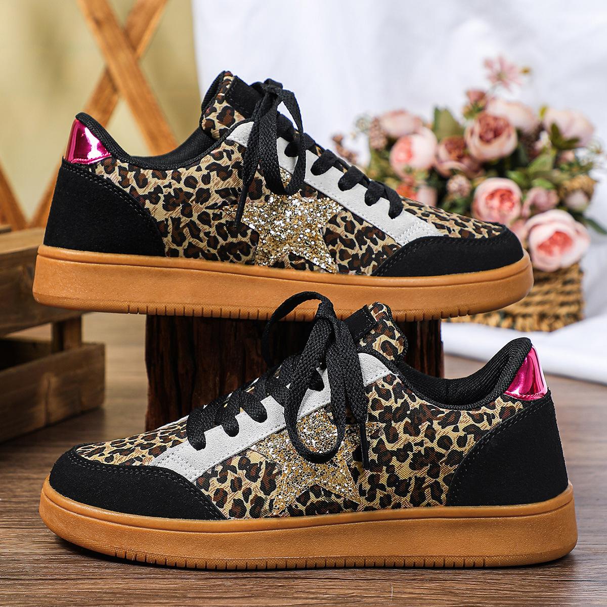 

Hot-selling personalized leopard print casual skateboard shoes retro platform shoes couple outdoor trendy shoes 45