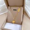 Letter H Love Personality Minimalist Furnace Real Gold Necklace Female Collarbone Chain With