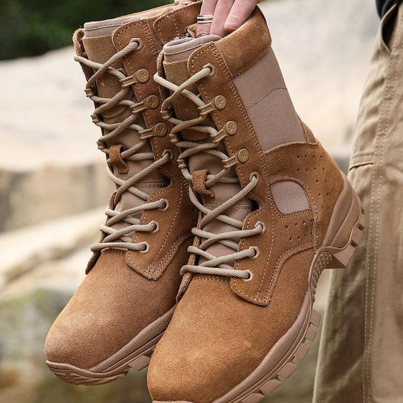 Kampfstiefel Braune Kampftrainingsstiefel Herren-Seitenreißverschluss-Trainingsstiefel Anti-Velours-Kampfstiefel Wanderschuhe Sicherheitsschuhe