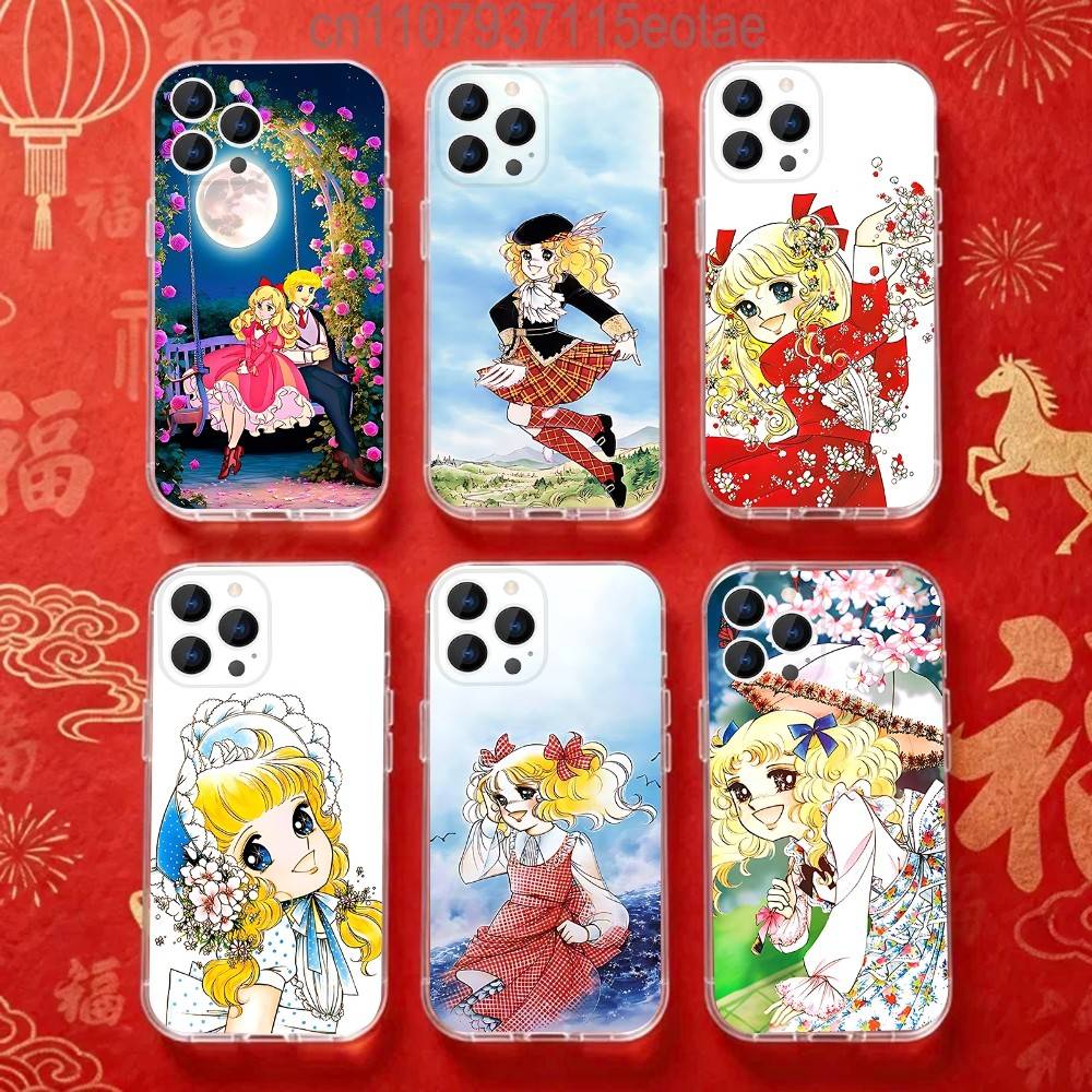 Candy 90s Anime Phone Case For iPhone 17,16,15,14,13,12,11 Pro,Max,Plus,X,XS,XR,SE4,E Mini Transparent Soft Cover
