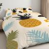 Pillowcase Quilt Cover 3-Piece Bedding Tropical Element Pattern,Pineapple Palm Leaf Floral Pattern,Washable,Durable