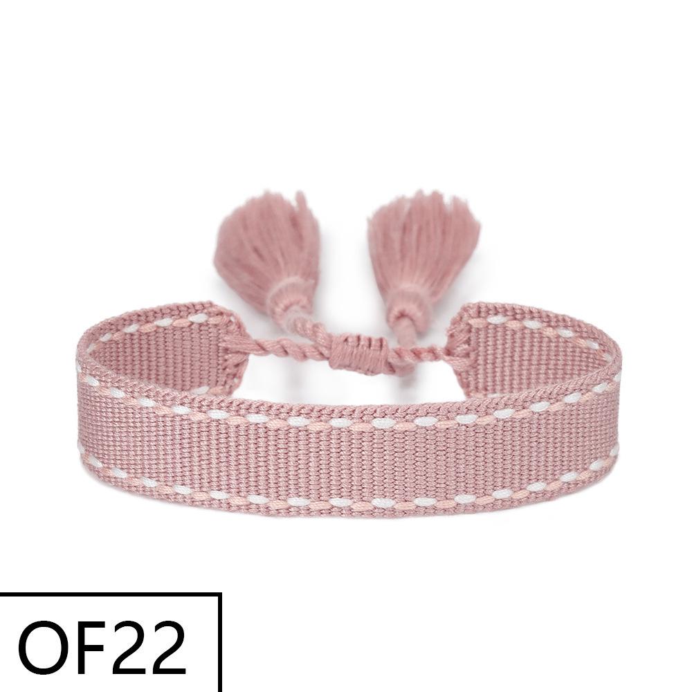 Embroiderable Polyester Cotton Letter Tassel Bracelet for Women – 1.5cm Woven Wristband