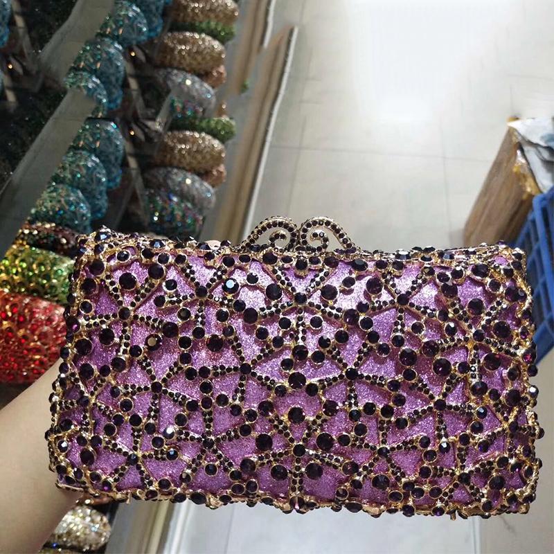 Women AB Diamond Snow Evening Clutch Bag Silver Wedding Bridesmaid Chain Handbags Small Crystal Purses
