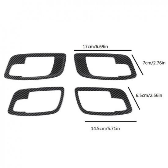 Carbon Fiber Interior Door Handle Bowl Frame Cover Trim for Dodge Charger 2015+