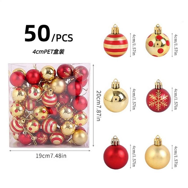 Set di Palle di Natale 50X Palle Decorative Antirottura per Albero di Natale Pallina di Natale Retrò da 1,5 Pollici per le Feste