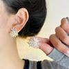 Trendy Rhinestones Metal Flower Earrings for Women Silver Personality Blooming Dandelions Shaped Stud Earrings Jewelry