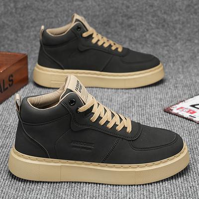 Fashion Men's Trendy Skateboarding Shoes Fashionable Black Casual Sports Shoes Outdoor Lace Up Flat Sports Training Shoes Walking Boots