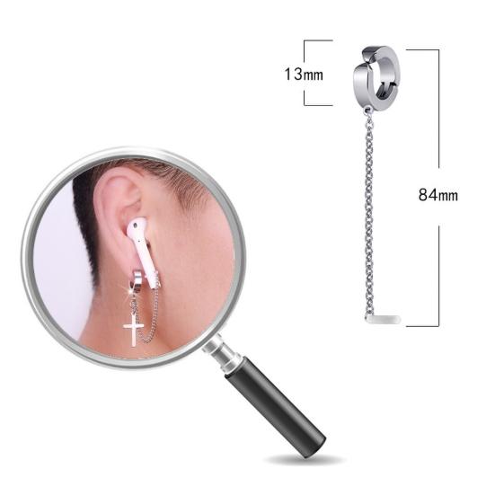 Stylová bezdrátová sluchátka Titanová ocel Ochranný řetízek Náušnice pro AirPods