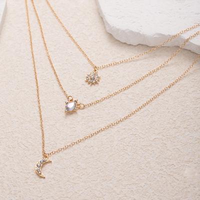 Stacked Star Necklace Jewelry Women's Retro Multi-layer Light Luxury Design Diamond-encrusted Water Drop Pendant
