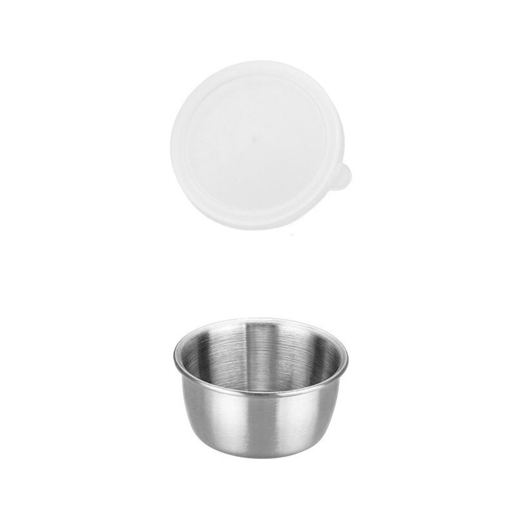 6Pcs with Lid Sauce Cup 304 Stainless Steel Dipping Bowl Salad Dressing Cup  French Fries