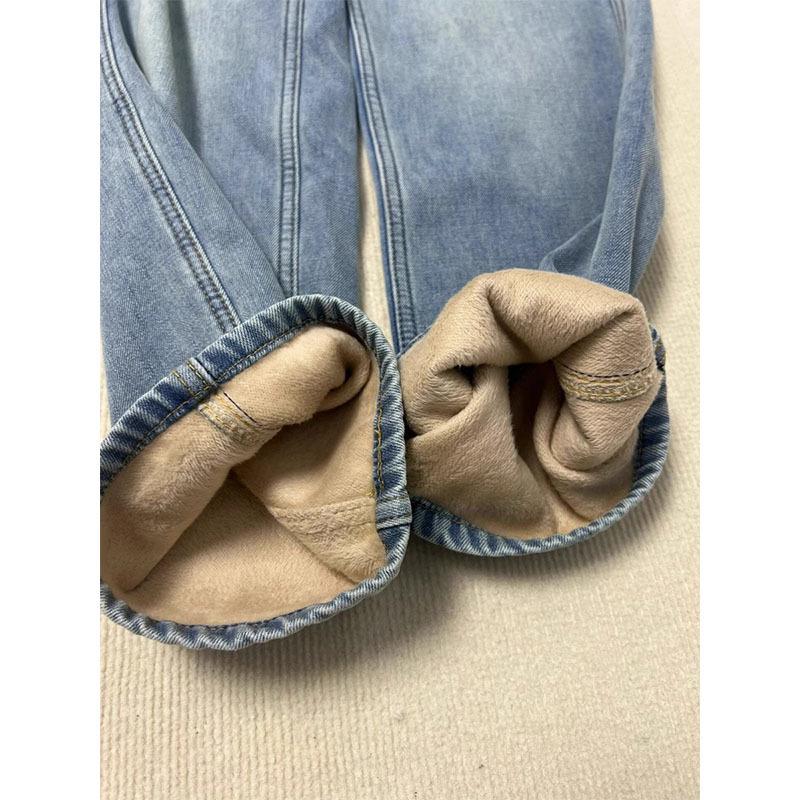Women's Plus Size High-Waisted Fleece-Lined Slim-Fit Jeans