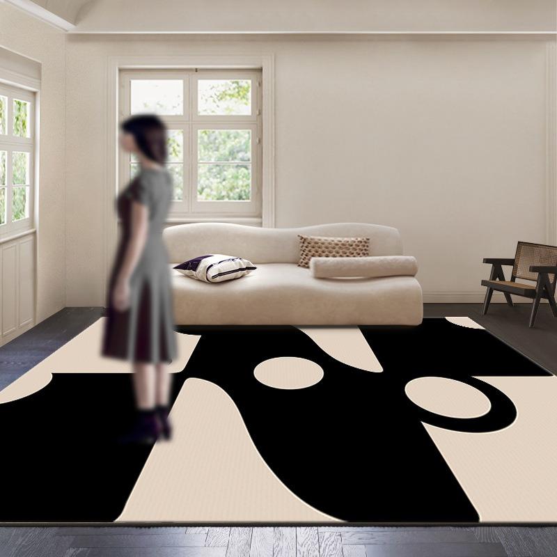 Black White Art Rugs for Nordic Home Living Room Decor Children Crawling Playing Mat Kitchen Non Slip Washable Modern Floor Rug