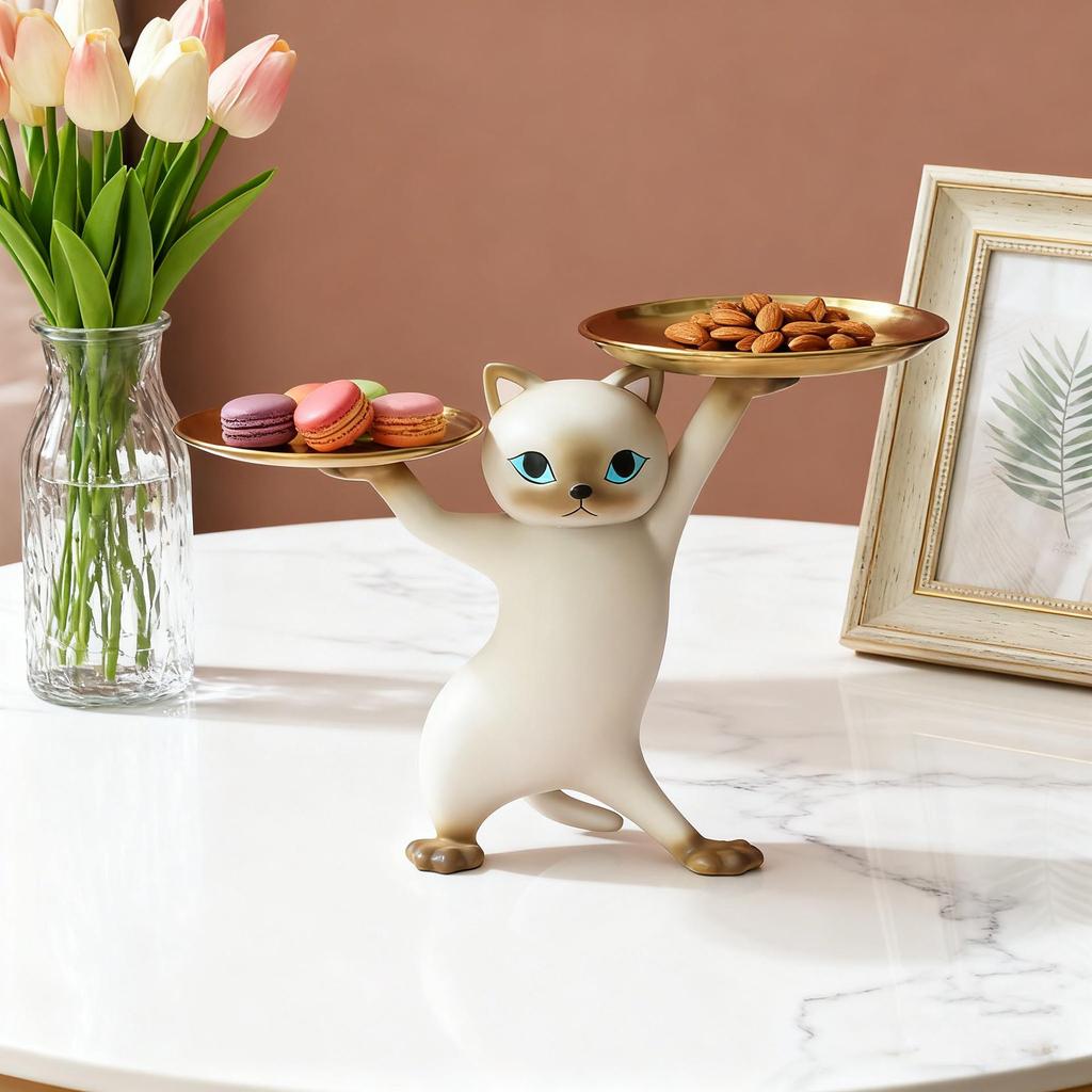 Harz-Katzen-Tablett - Praktische Dekoration für Wohnzimmer, Flur oder als Geschenk für ein neues Zuhause