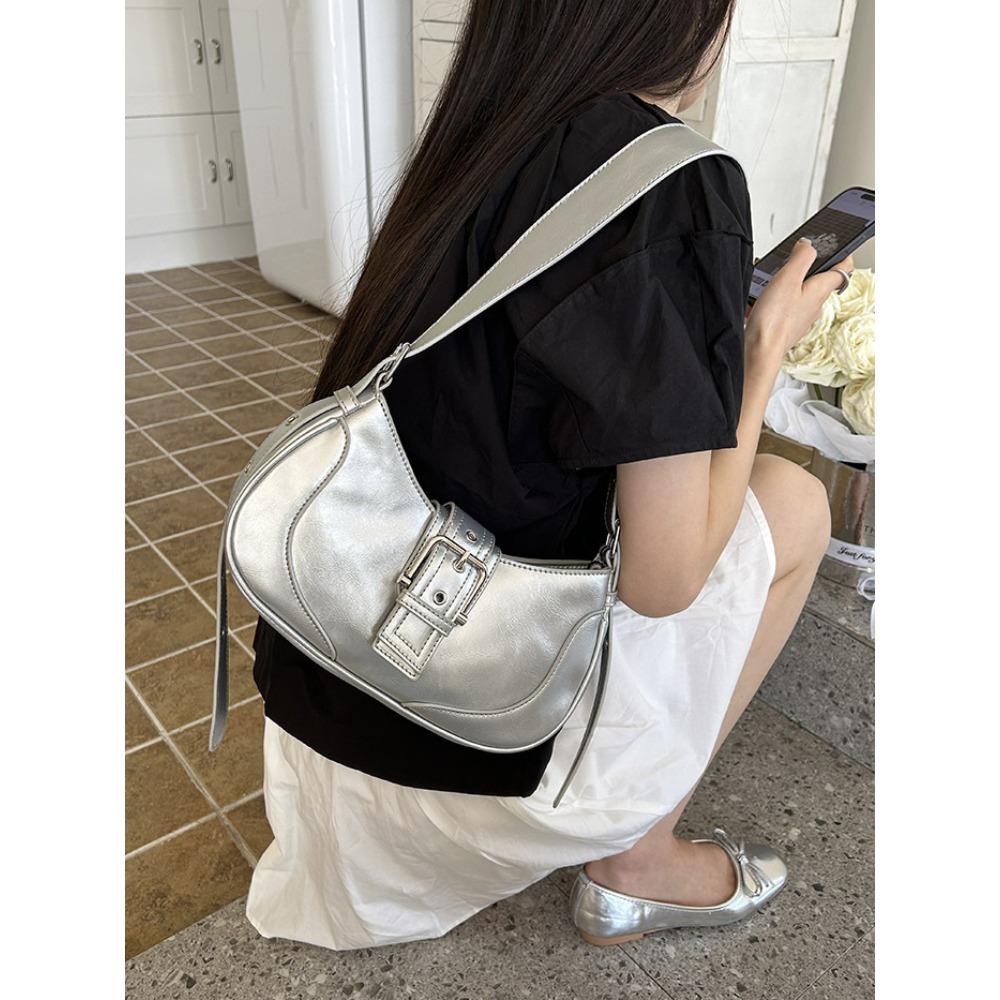 

New Retro Style Stick Armpit Bag, Women s Single Shoulder Crossbody Bag, Niche Design, Versatile Fashion Bag срібний
