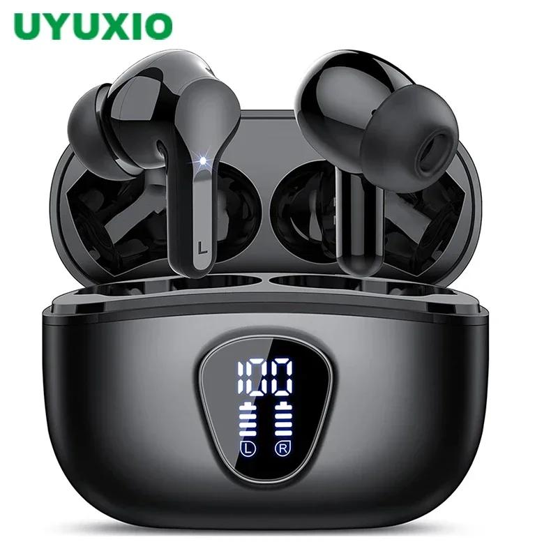 

UYUXIO Wireless Earbuds with LED Display HiFi Stereo Earphone ENC Noise Cancelling Ear Buds 48H Play Time Headphones Waterproof чорний