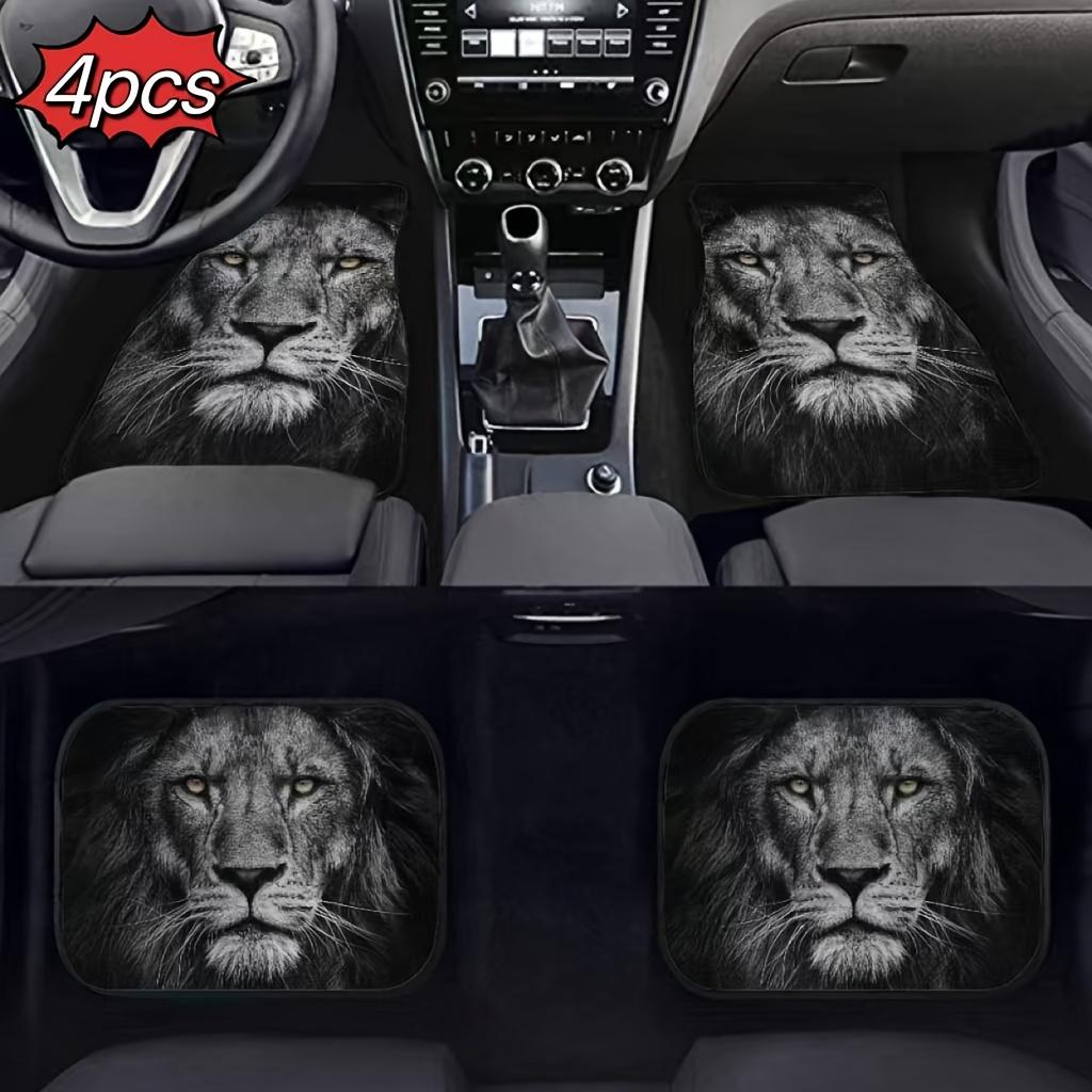 4pcs Universal Car Mats, Retro Lion Style Design Elements, Suitable for Front and Rear Seat Protection for All Vehicles, Stylish and Durable Car