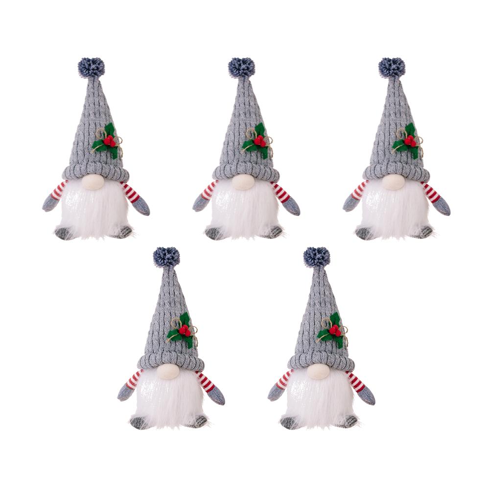 5-1PCS Christmas Plush Gnome W/Light Tomte Plush Doll Tabletop Santa Figurine Christmas Decoration for Home Kitchen Tiered Tray