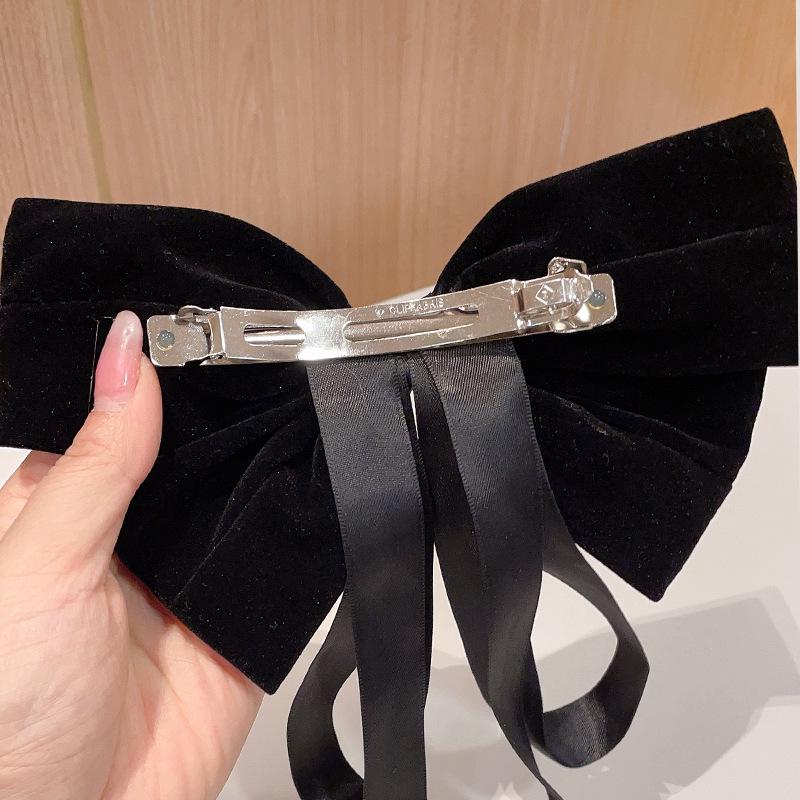 French Retro Red Velvet Oversized Bow Hair Clip for Women - Autumn/Winter Edition