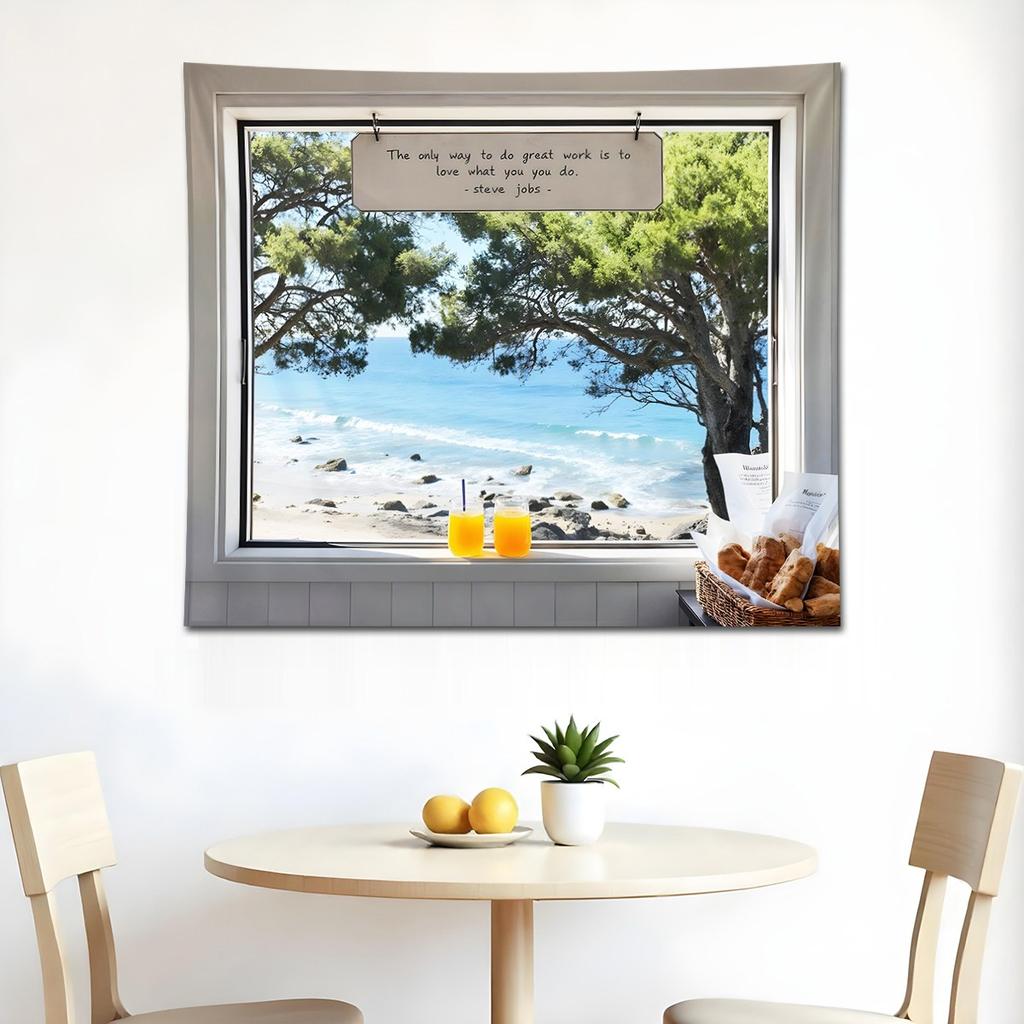 Tropical Beach Palm Tree Tapestry Ocean Scenery Wall Hanging Polyester Summer Aesthetic Decor for Bedroom Living Room Dorm