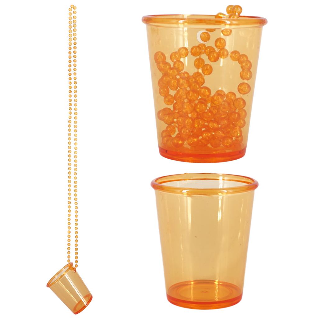 Collana con Bicchierini da Shot (12 pezzi), Collana Moda con Mini Bicchiere in Plastica Trasparente, Bomboniera per Festa, Ballo, Prom