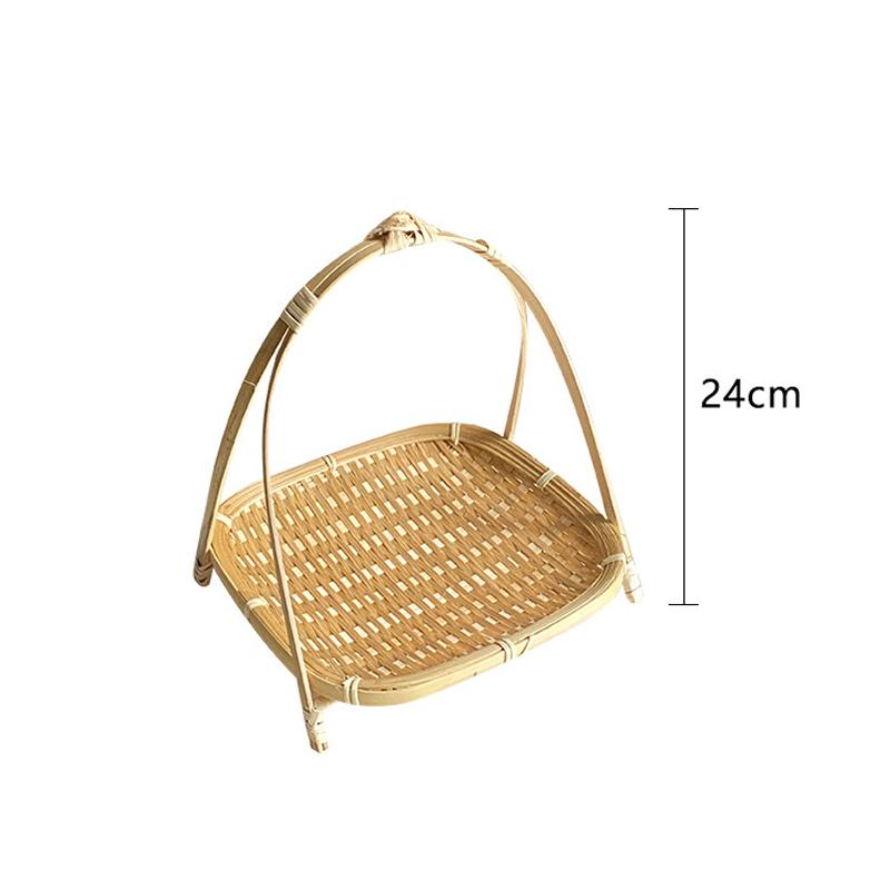 Multi-Function Bamboo Woven Basket 1/2/3 Layers Fruit Vegetable Storage Basket Durable Handwoven Standing Tray For Kitchen