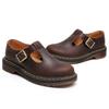 Neue T-Riemen Mary Jane Schuhe echtes Leder, niedrig geschnittene kleine Lederschuhe Damen Crazy Horse braun Mode Student Freizeitschuhe
