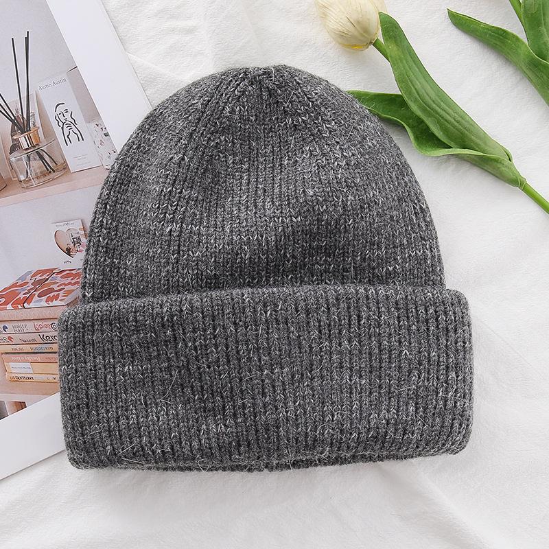 

Женская модная вязаная шапка-бини из кроличьего меха - Теплая шапка на осень/зиму - Белая M (56-58cm)