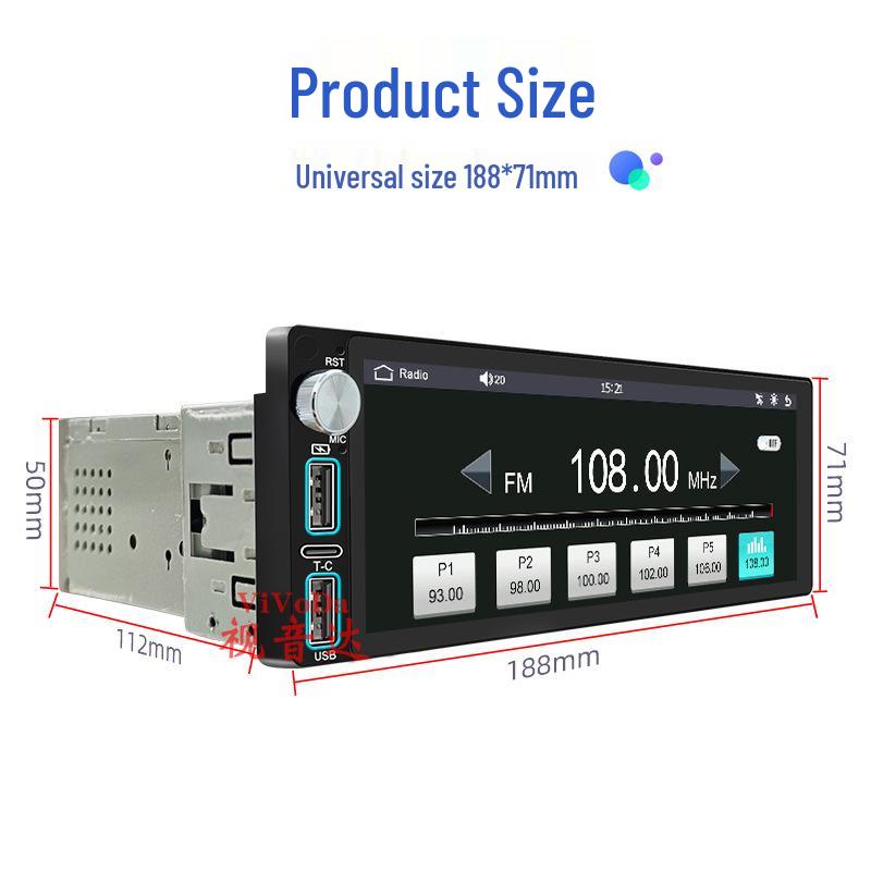 

6.9 IPS Однодиновый MP5 Bluetooth-плеер с поворотным регулятором и проводным/беспроводным Apple CarPlay 6800 6800 Wired CarPlay